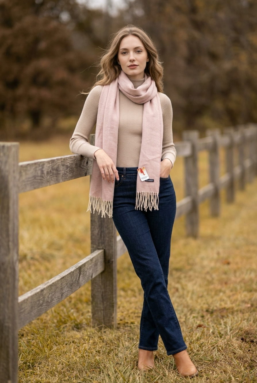 Baby Alpaca Scarf 78" x 28" Pink Made In Ecuador
